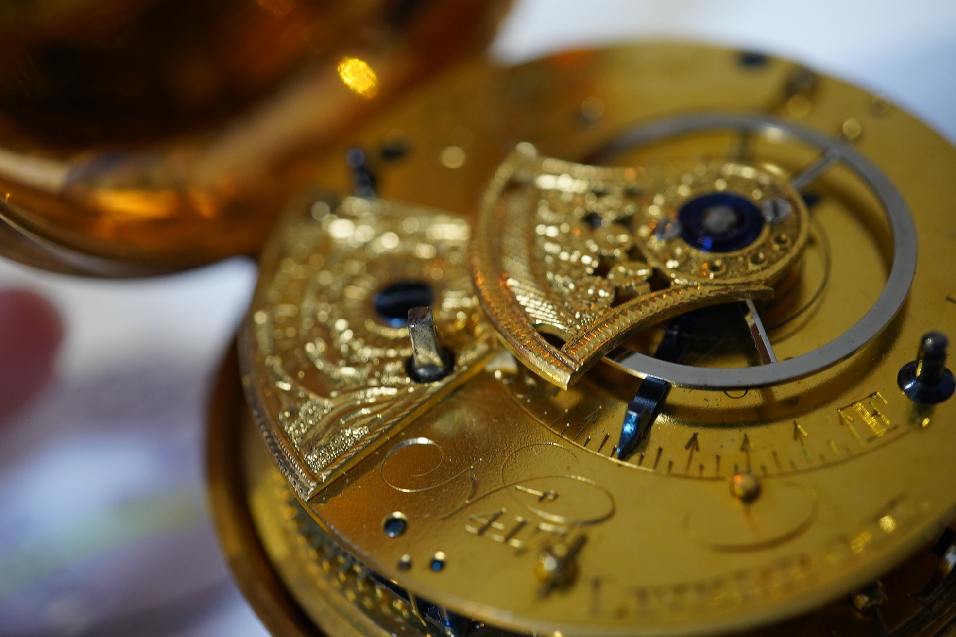 A George III silver gilt pair cased rack lever keywind pocket watch by P. Litherland & Co, Liverpool, with Roman dial and subsidiary seconds (hand missing)